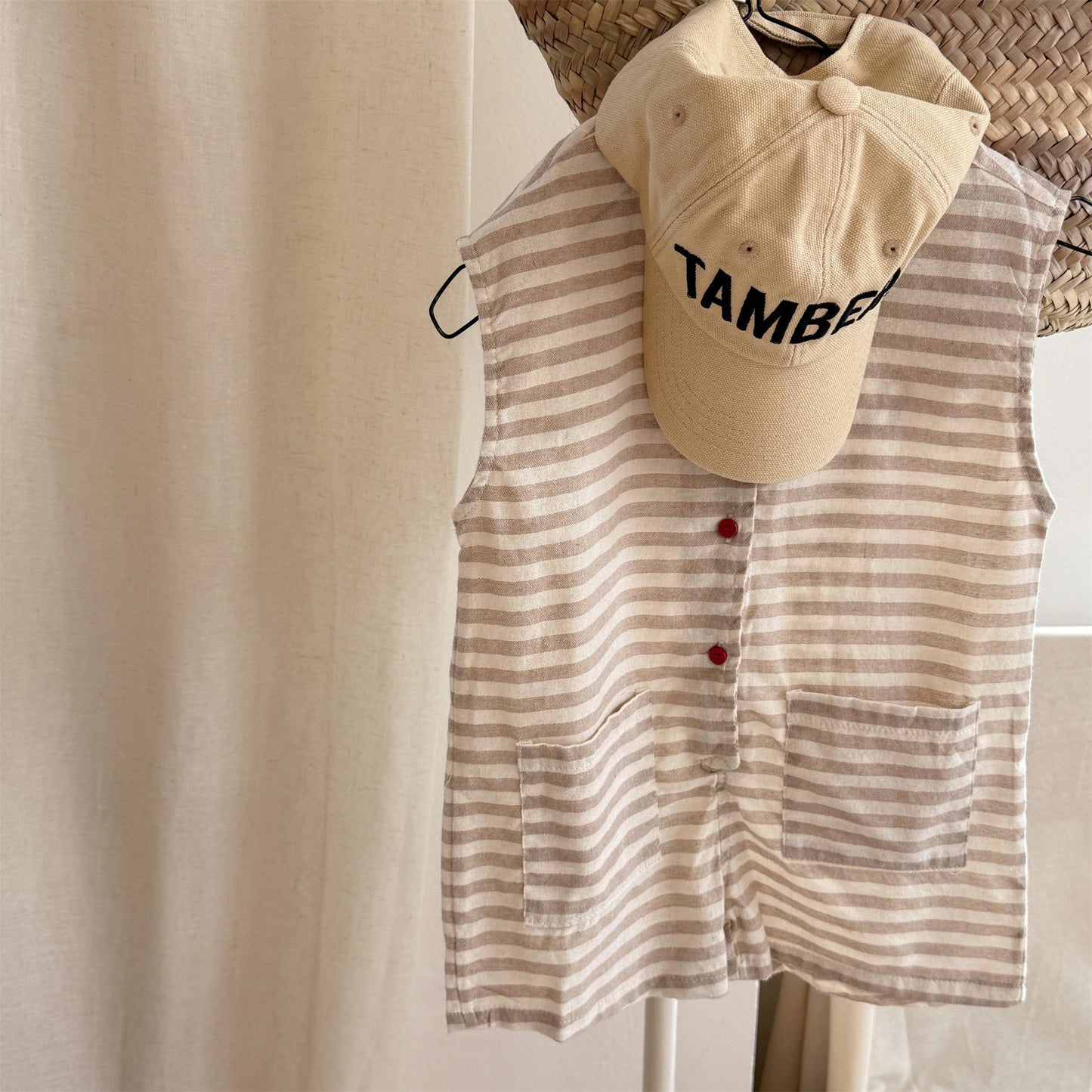 Striped Sleeveless All-in-one ボーダー ノースリーブジャンプスーツ【mh0013219】