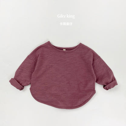 Bamboo Cotton Long Sleeve Crew Neck Top 【mh0012559】
