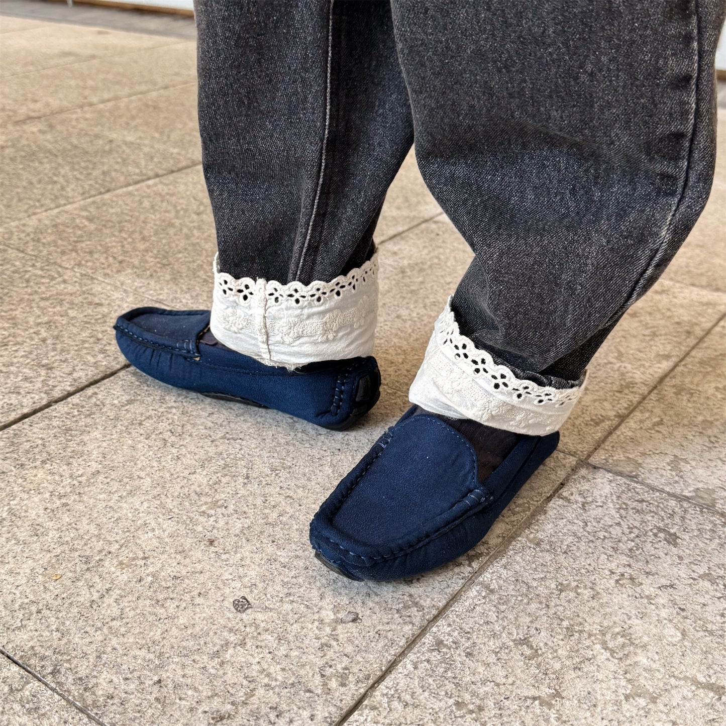 -裾レース付きデニムパンツ ジーンズ【mh0010805】 - mamahalo shop - デニムパンツ -  べビー服 - 子供服 - 男の子 - 女の子