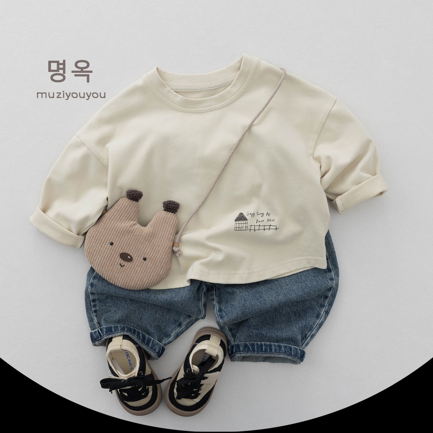 キッズ ウォッシュ加工 ルーズ ポケット付き デニムパンツ【mh0014170】