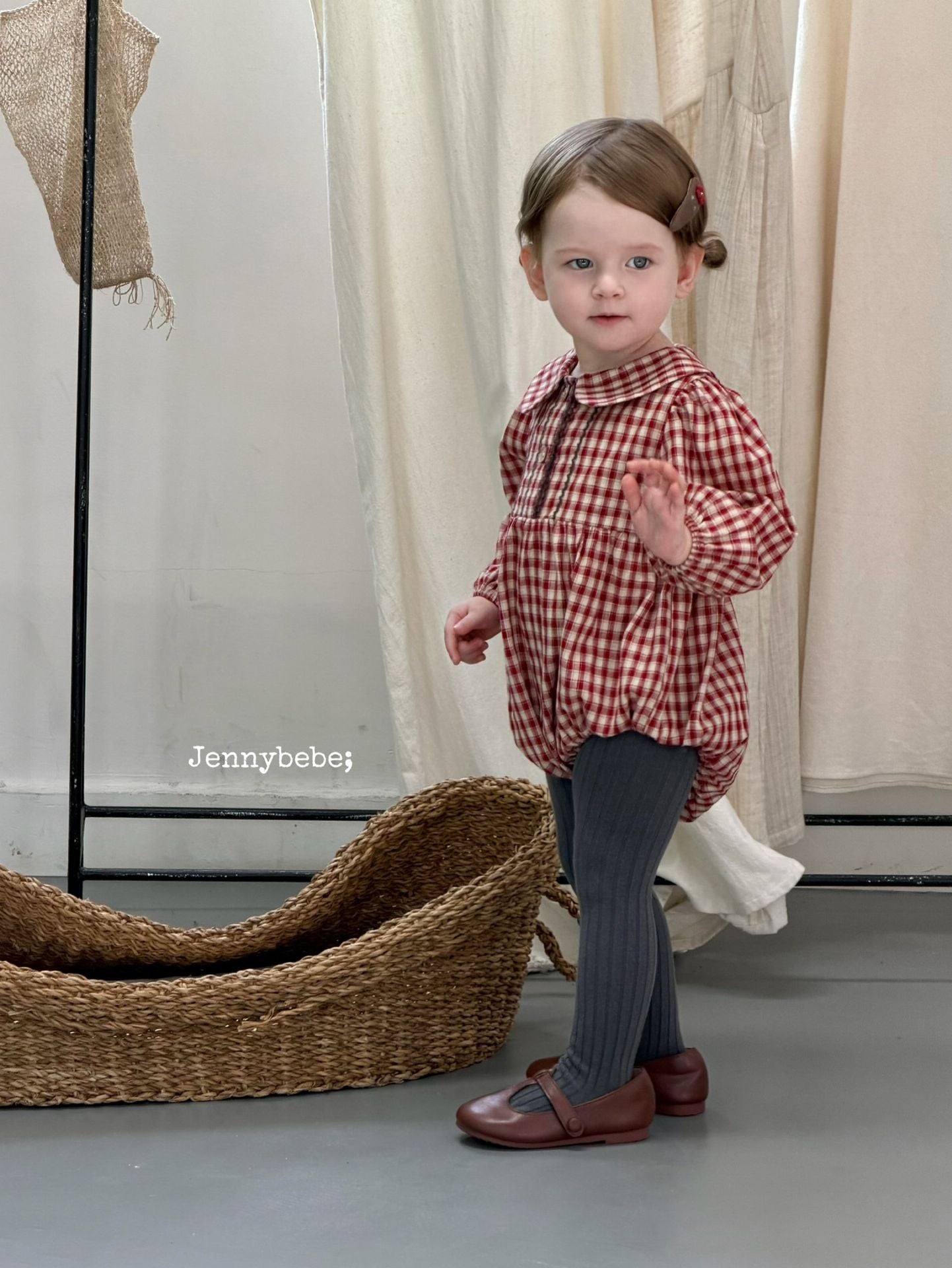 Baby Plaid Peter Pan Collar Long Sleeve Romper [mh0013888]