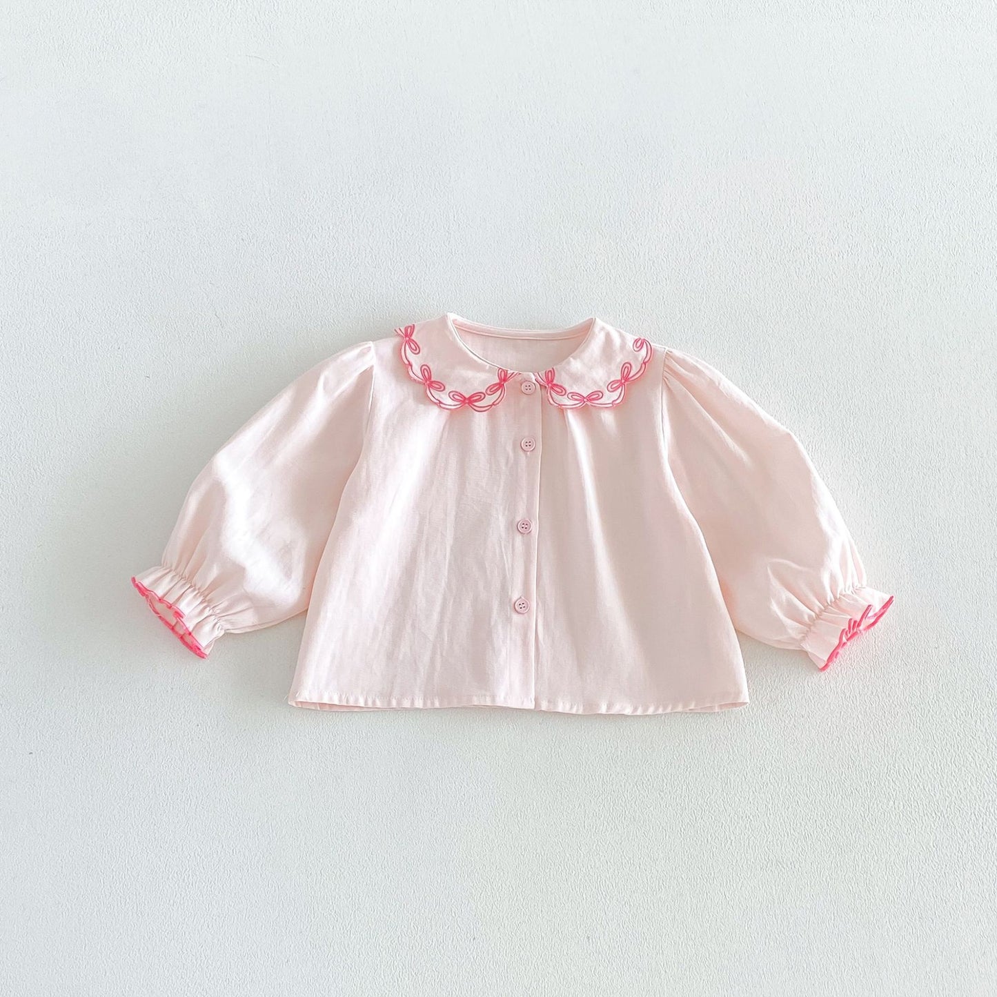 Chaleco de punto jacquard para niños, camisa de manga larga con volantes, pantalones vaqueros【mh0014038】