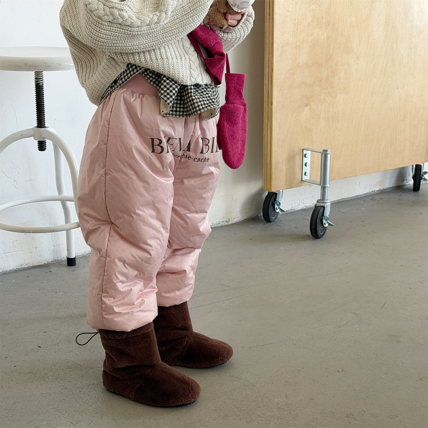 中綿防寒パンツ ジョガーパンツ 暖パン ロゴプリント【mh0011916】