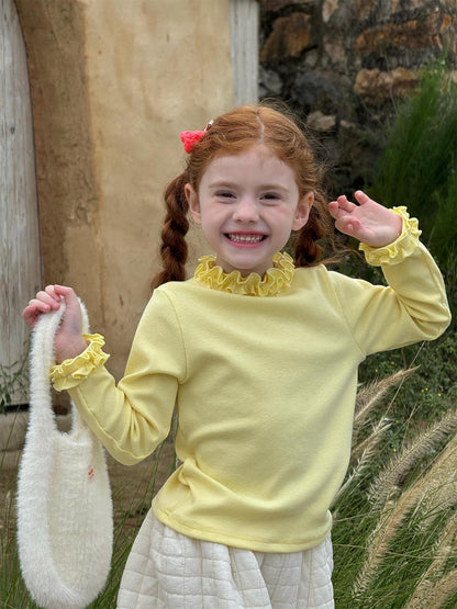 長袖Tシャツ ラッフルフリルカラー カットソー【mh0011761】