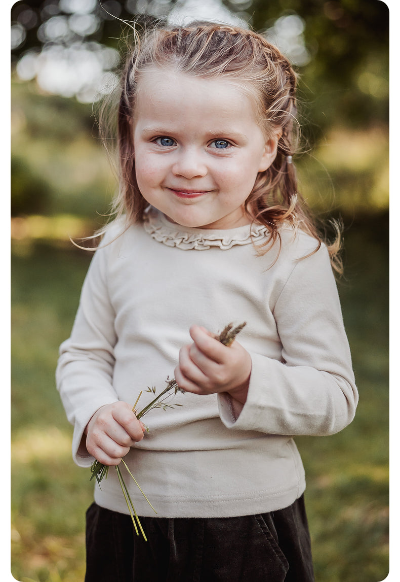 -長袖Tシャツ フリル襟 丸首 無地 カットソー ブラウス風【mh0011311】 - mamahalo shop - 長袖Tシャツ -  べビー服 - 子供服 - 男の子 - 女の子