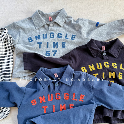 -カレッジロゴ襟付き長袖Tシャツ ポロシャツ【mh0010810】 - mamahalo shop - 長袖シャツ・ブラウス -  べビー服 - 子供服 - 男の子 - 女の子