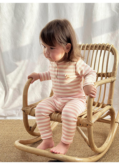 -ボーダー長袖ロンパース/ロングパンツ【mh0010730】 - mamahalo shop - ロンパースセットアップ -  べビー服 - 子供服 - 男の子 - 女の子