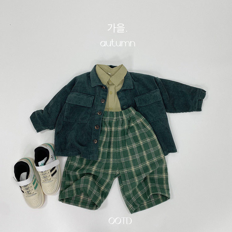 Camisa de manga larga holgada con bolsillos para niños【mh0013927】
