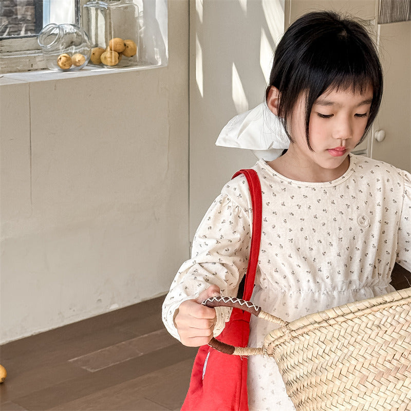 -キッズトップス チュチュドッキングフラワープリント長袖パフスリーブTシャツ【mh0009007】 - mamahalo shop - 長袖シャツ・ブラウス -  べビー服 - 子供服 - 男の子 - 女の子