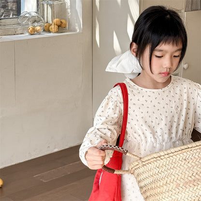 -キッズトップス チュチュドッキングフラワープリント長袖パフスリーブTシャツ【mh0009007】 - mamahalo shop - 長袖シャツ・ブラウス -  べビー服 - 子供服 - 男の子 - 女の子