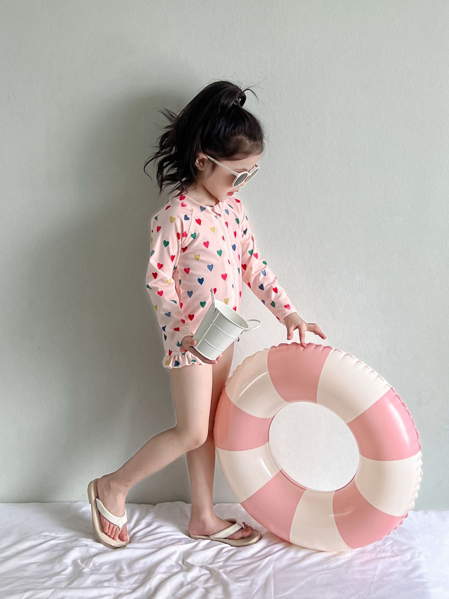 Fruit Print Long-Sleeve One-Piece Swimwear ラッフル 長袖ワンピース水着【mh0013347】