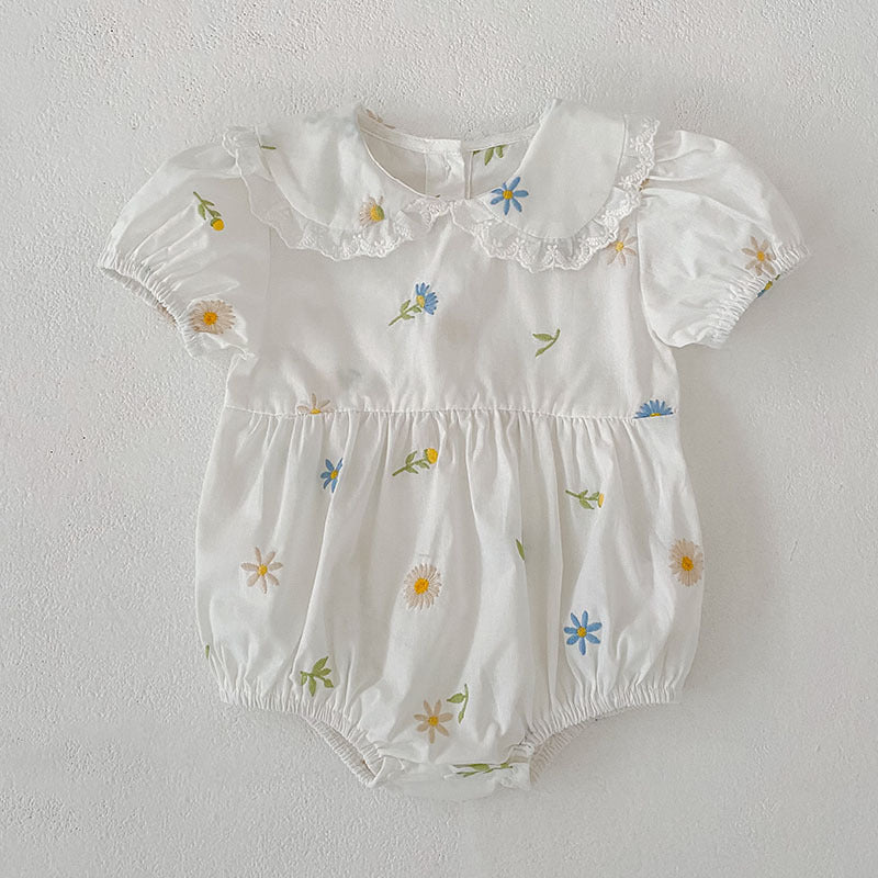 Floral Puff Sleeve Romper Dress パフスリーブ ロンパース ワンピース【mh0013167】