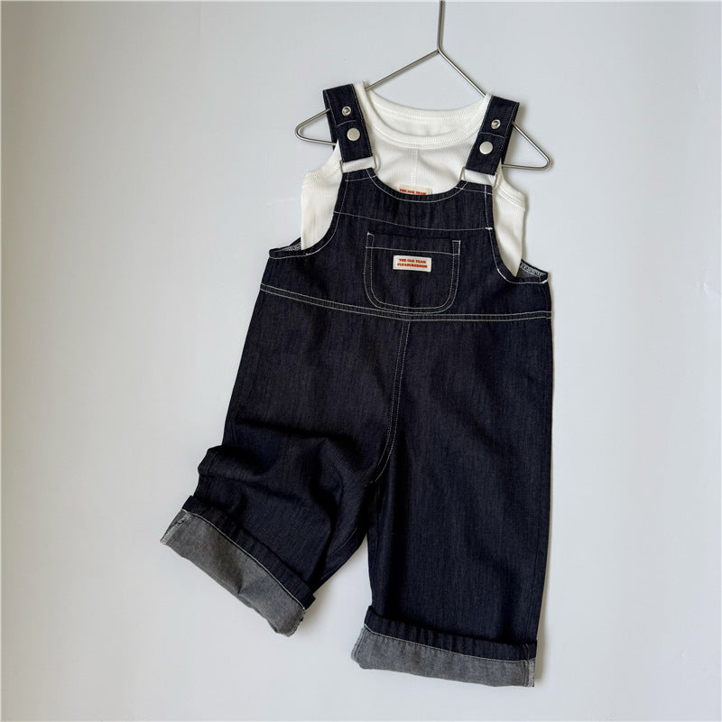 Denim Stitched Long Overalls デニム サロペットロングパンツ【mh0013650】