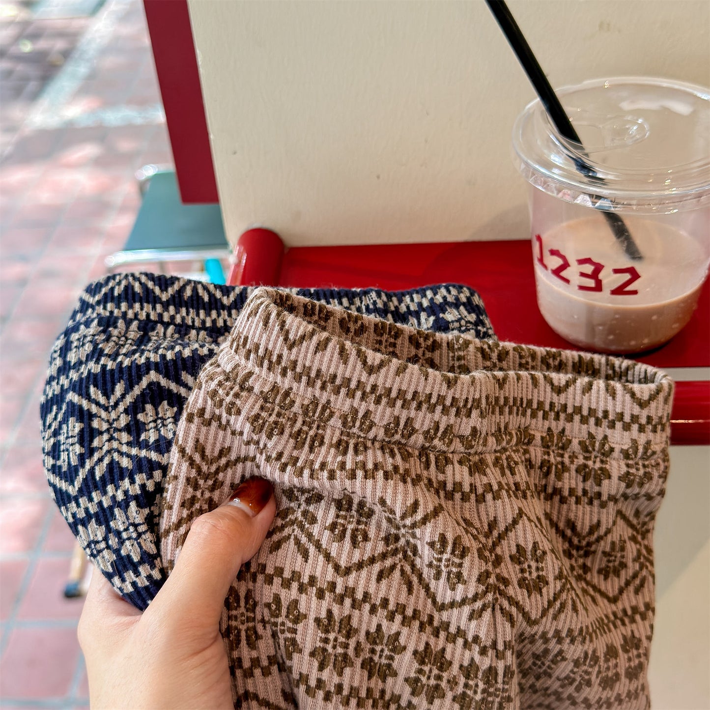 裏起毛レギンスパンツ トライバル ネイティブ柄 レギパン【mh0011911】