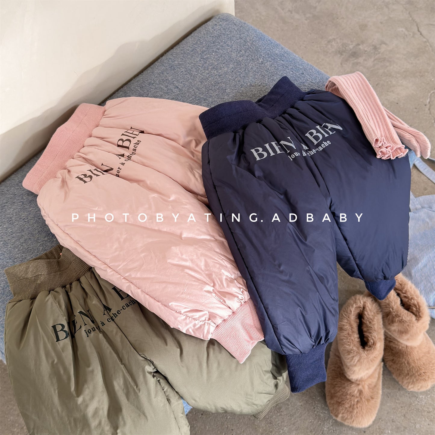 中綿防寒パンツ ジョガーパンツ 暖パン ロゴプリント【mh0011916】