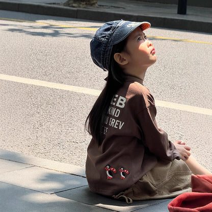 -ペンギン柄プリントTシャツ ロゴ入り長袖トップス【mh0011055】 - mamahalo shop - 長袖Tシャツ -  べビー服 - 子供服 - 男の子 - 女の子