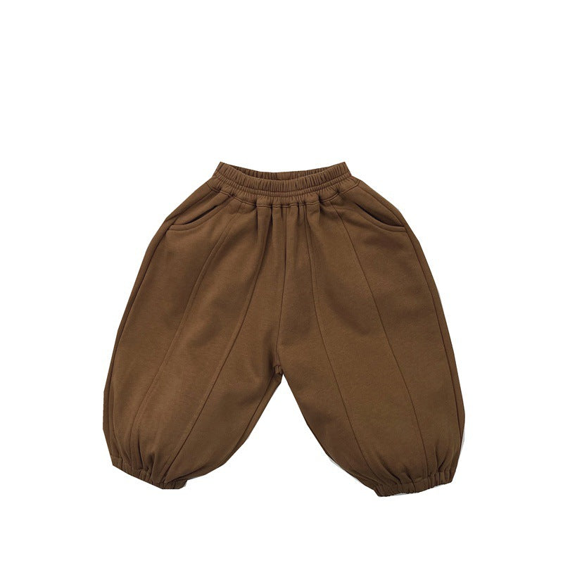 Kids Plain Tucked Loose Easy Pants [mh0013931]