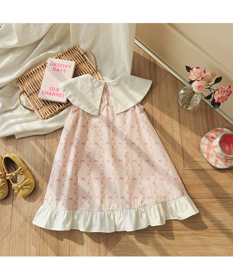 Flower Print Ruffle Dress フリル ノースリーブワンピース【mh0013656】