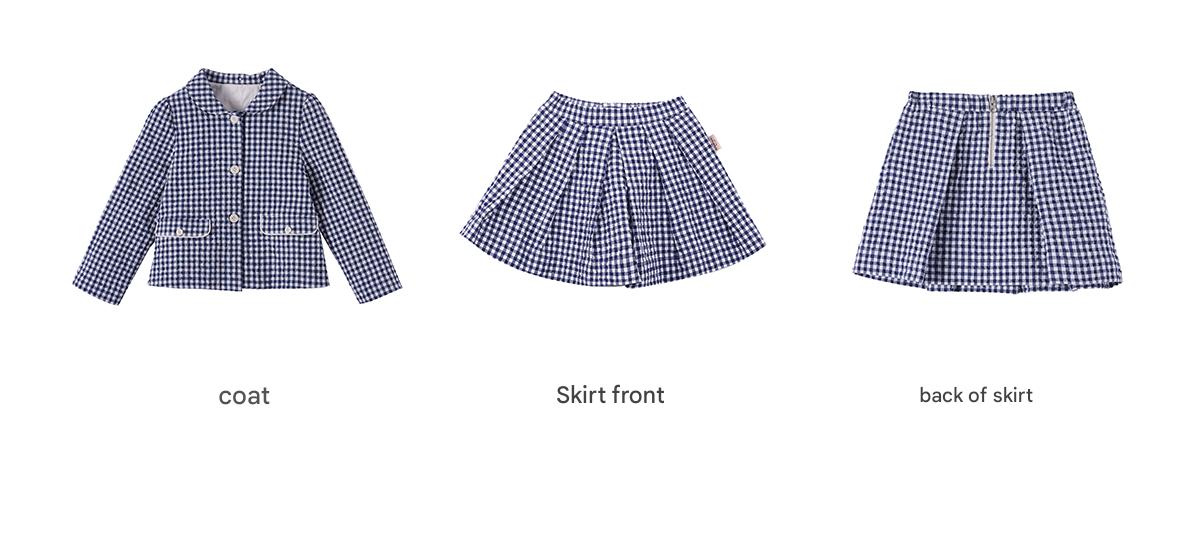 -フレンチスタイルチェックジャケット/ボックスプリーツスカート スーツ【mh0011299】 - mamahalo shop - 長袖セットアップ -  べビー服 - 子供服 - 男の子 - 女の子