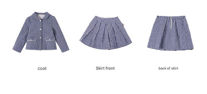 -フレンチスタイルチェックジャケット/ボックスプリーツスカート スーツ【mh0011299】 - mamahalo shop - 長袖セットアップ -  べビー服 - 子供服 - 男の子 - 女の子
