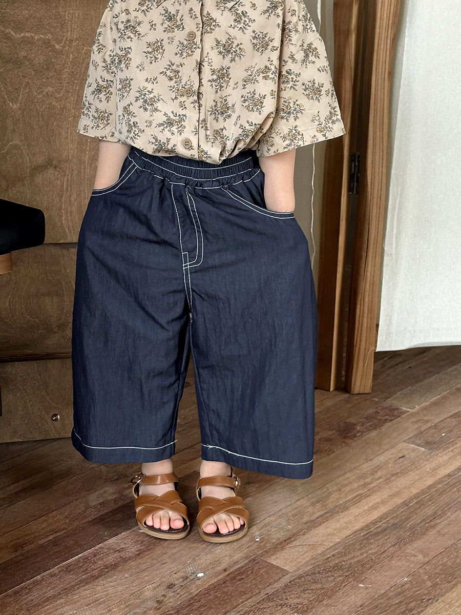 Stitch Contrast Denim Cropped Pants ステッチ クロップドパンツ【mh0013469】