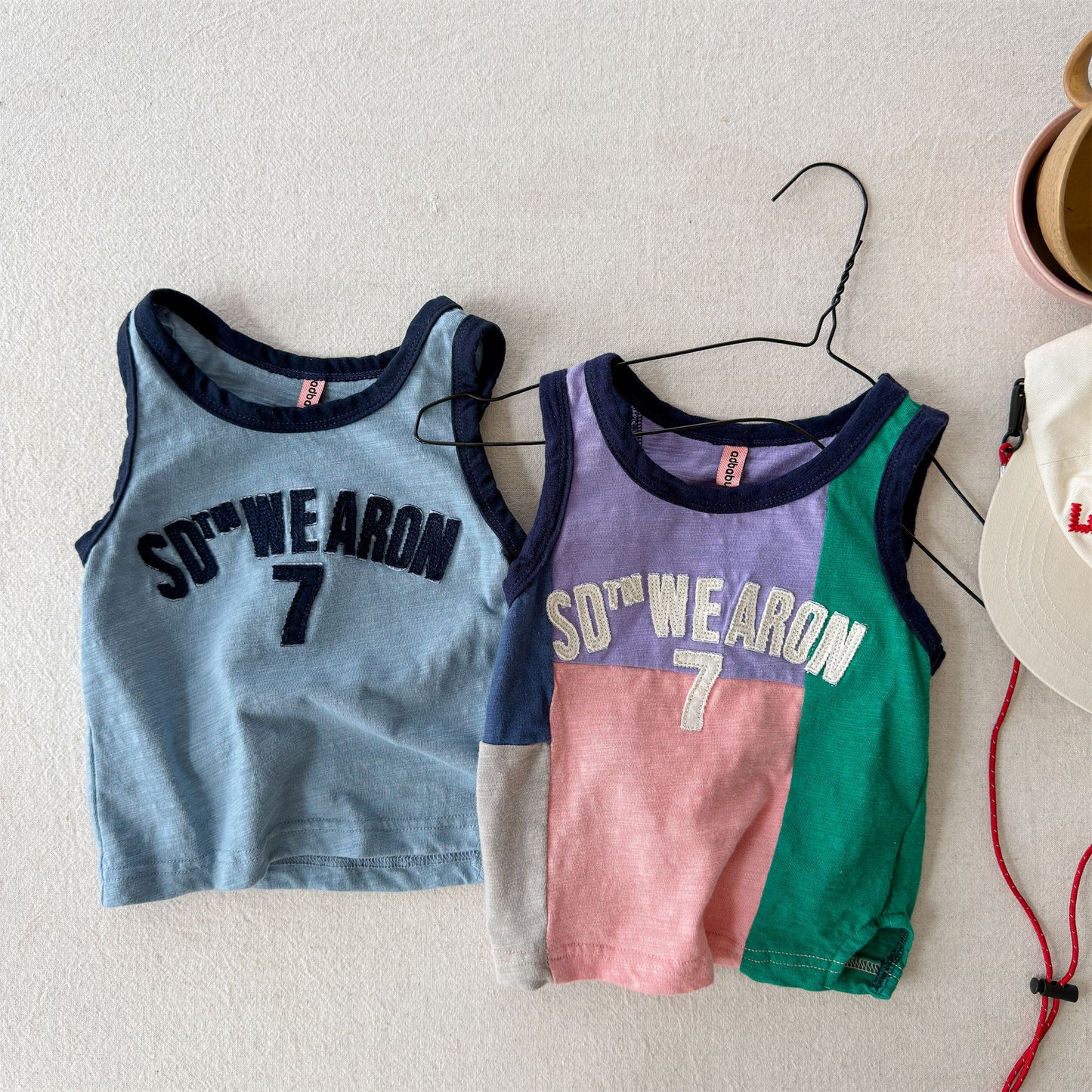 Sleeveless Slub Cotton Tank Top ブロックチェック タンクトップ【mh0013449】