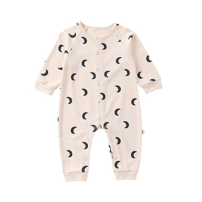 -ムーン/ドッグプリント長袖ロンパース【mh0010752】 - mamahalo shop - 長袖ロンパース -  べビー服 - 子供服 - 男の子 - 女の子