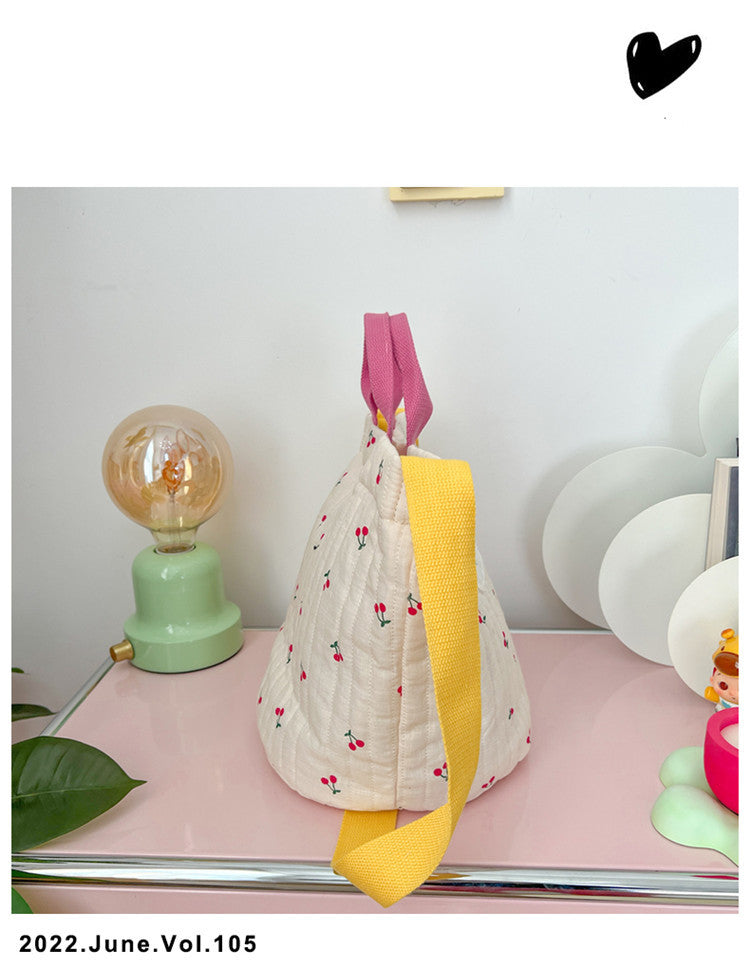 -キルティング フラワー 刺繍 さくらんぼ トートバッグ メッセンジャー ママバッグ【mh0002117】 - mamahalo shop - マザーズバッグ -  べビー服 - 子供服 - 男の子 - 女の子