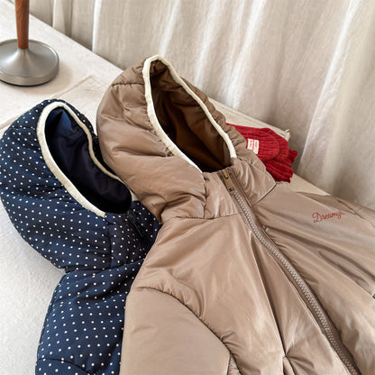 中綿フーディブルゾンジャケット 無地/ドット アウターコート【mh0011915】