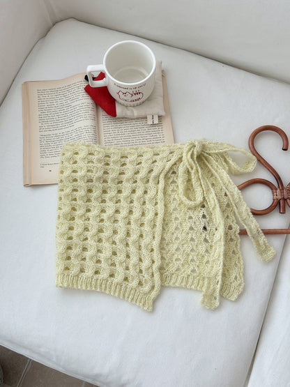 -サイドリボン透かし編みニット巻きスカート【mh0010771】 - mamahalo shop - スカート -  べビー服 - 子供服 - 男の子 - 女の子