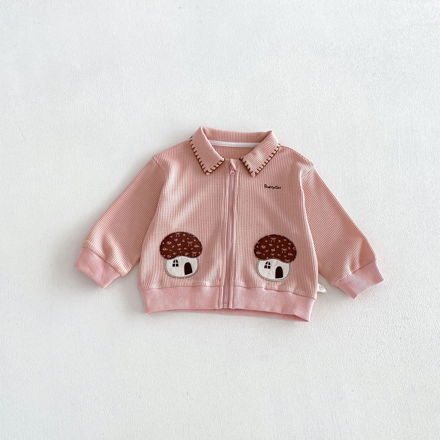 Chaqueta gofrada con cremallera para bebé/niño, pantalón ancho fácil con estampado [mh0014027]