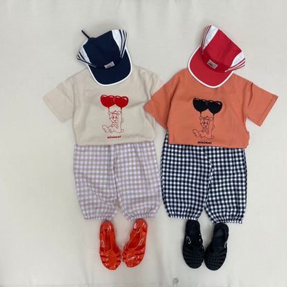 Pantalones holgados de verano a cuadros para niños [mh0000865]