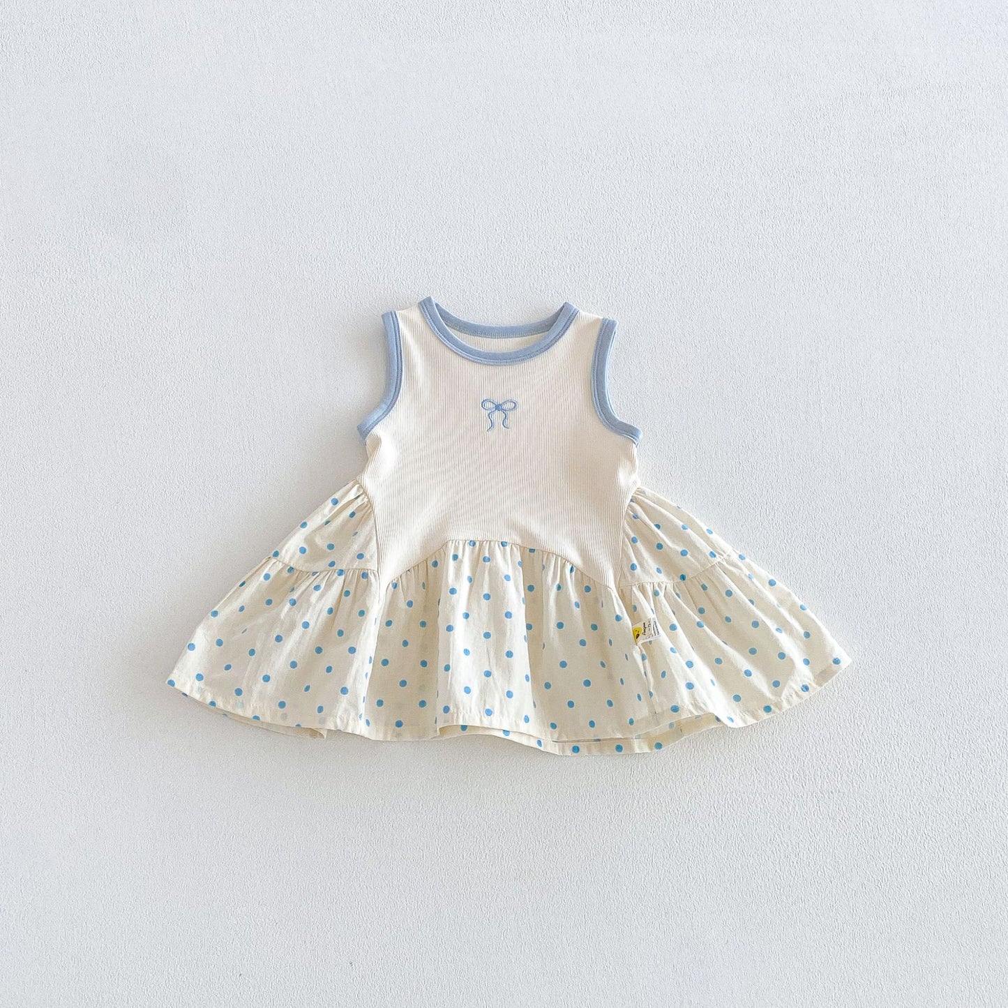 Polka Dot Patchwork Dress ドット ノースリーブワンピース【mh0013419】