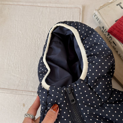 中綿フーディブルゾンジャケット 無地/ドット アウターコート【mh0011915】