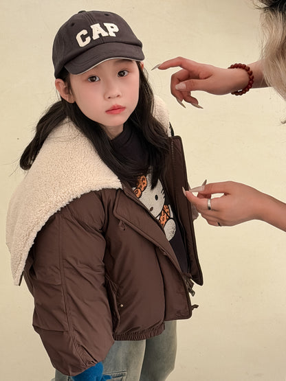 Padded blouson jacket with fleece lining and hood, featuring large lapels [mh0011864]