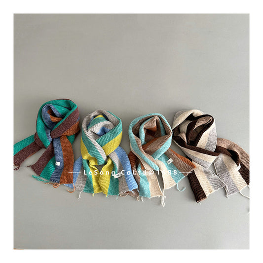 キッズマフラー カラフルストライプ ニット ネックウォーマー【mh0011845】