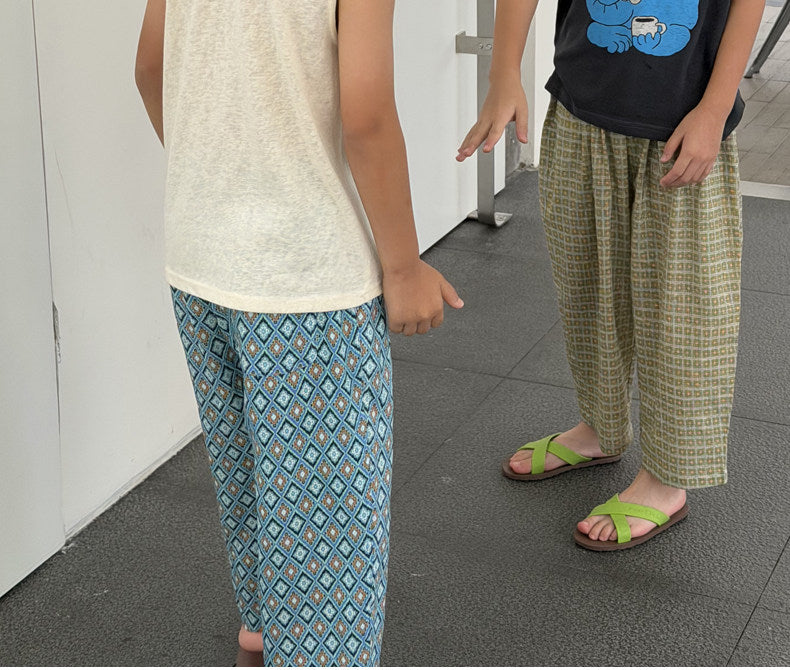 Geometric Striped Linen Casual Balloon Long Pants ストライプ ロングパンツ【mh0013622】