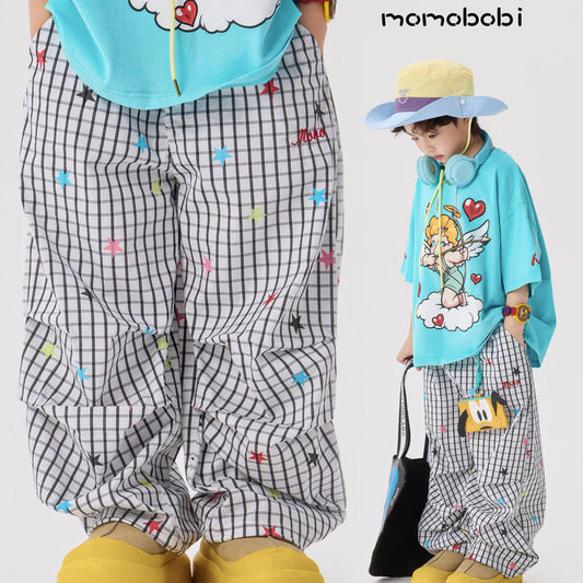 Star Print Stretch Pants カラフルスター ロングルーズパンツ【mh0013004】