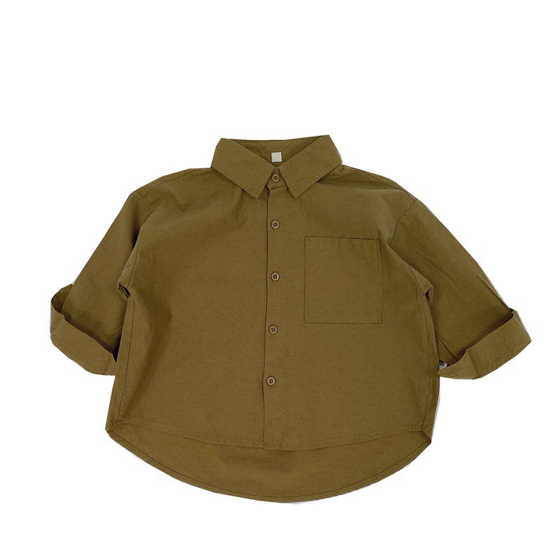 Camisa de manga larga holgada con bolsillos para niños【mh0013927】