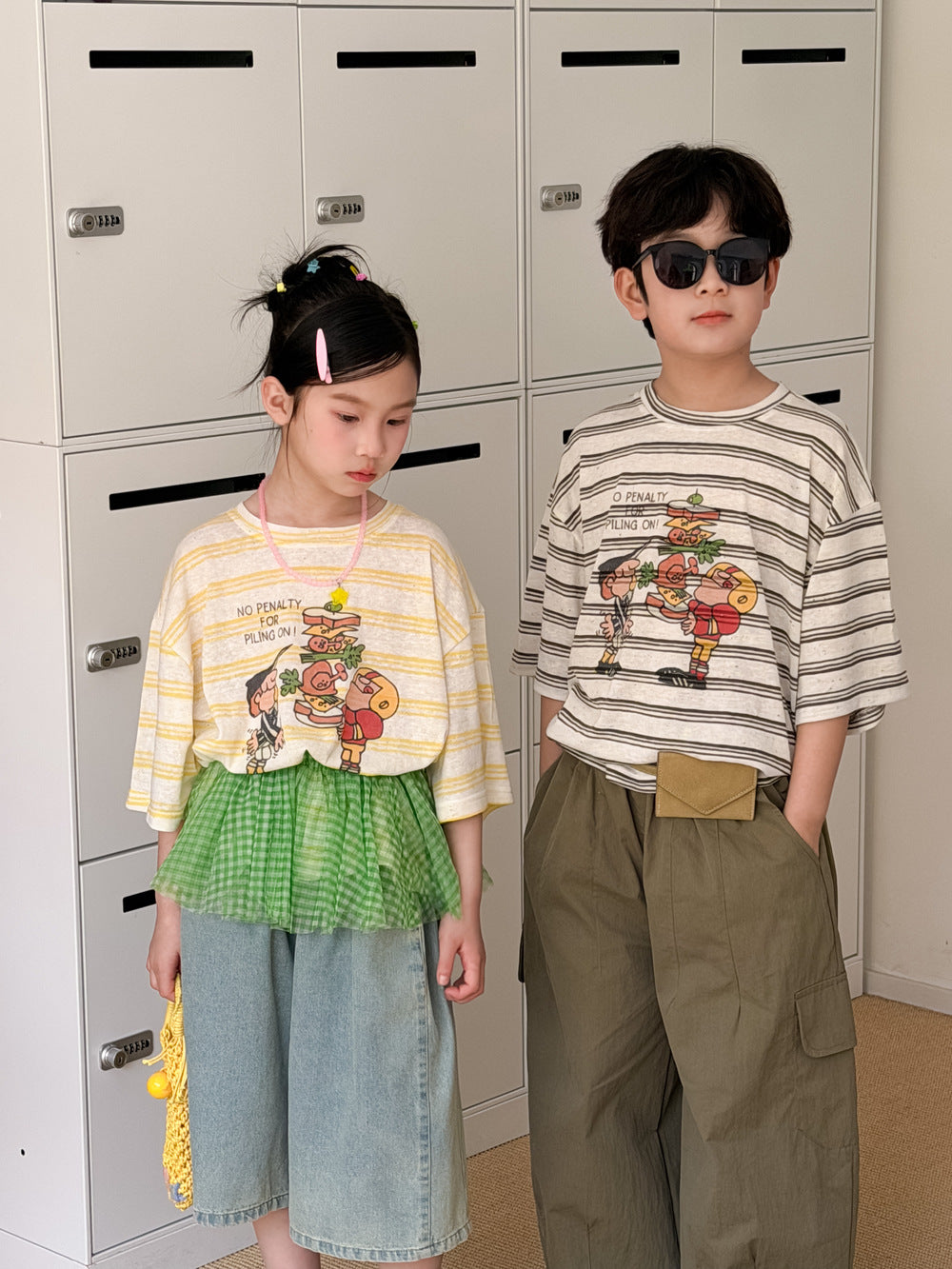 Cartoon Stripe Tee ボーダー 半袖Tシャツ【mh0013530】