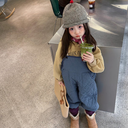 キルトサロペットオーバーオール 防寒 サスペンダーパンツ【mh0011910】