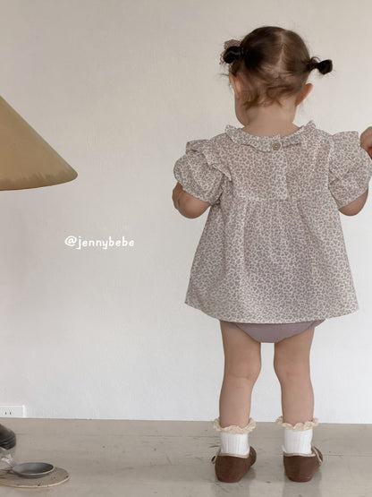 Puff Sleeve Floral Top & Bloomer Set [mh0012530]