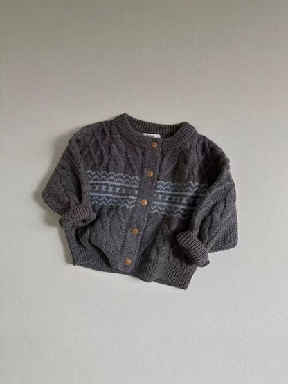Baby & Kids Nordic Pattern Knit Cardigan【mh0014628】