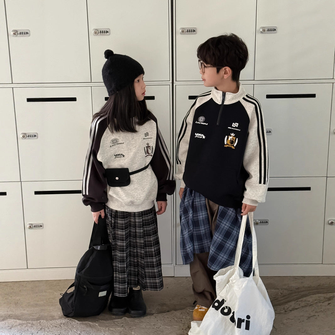 -バイカラーロゴハーフジップスウェットシャツ【mh0010937】 - mamahalo shop - トレーナー・フーディ -  べビー服 - 子供服 - 男の子 - 女の子