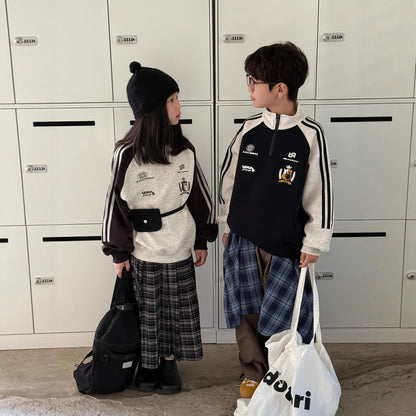 -バイカラーロゴハーフジップスウェットシャツ【mh0010937】 - mamahalo shop - トレーナー・フーディ -  べビー服 - 子供服 - 男の子 - 女の子