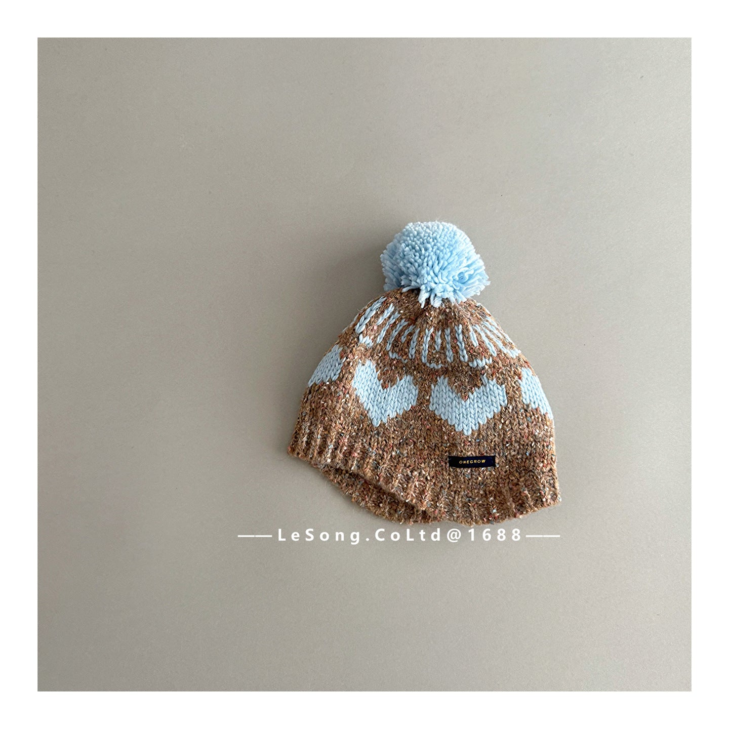 キッズ帽子 ニット ハート ぽんぽん ビーニー ニットキャップ【mh0011838】