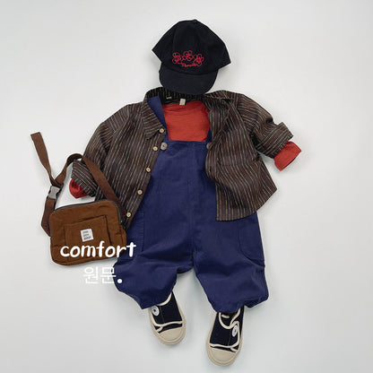 キッズ ストライプ ルーズ ビッグシルエット 長袖シャツ【mh0014591】