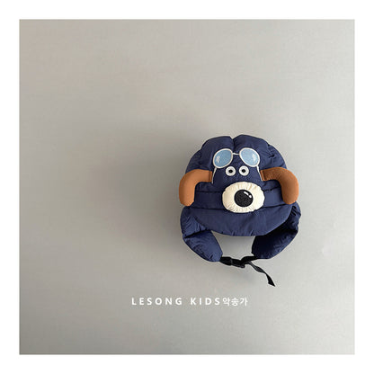 キッズ帽子 犬 ドッグ アップリケ 耳当て付き フライトキャップ【mh0011832】