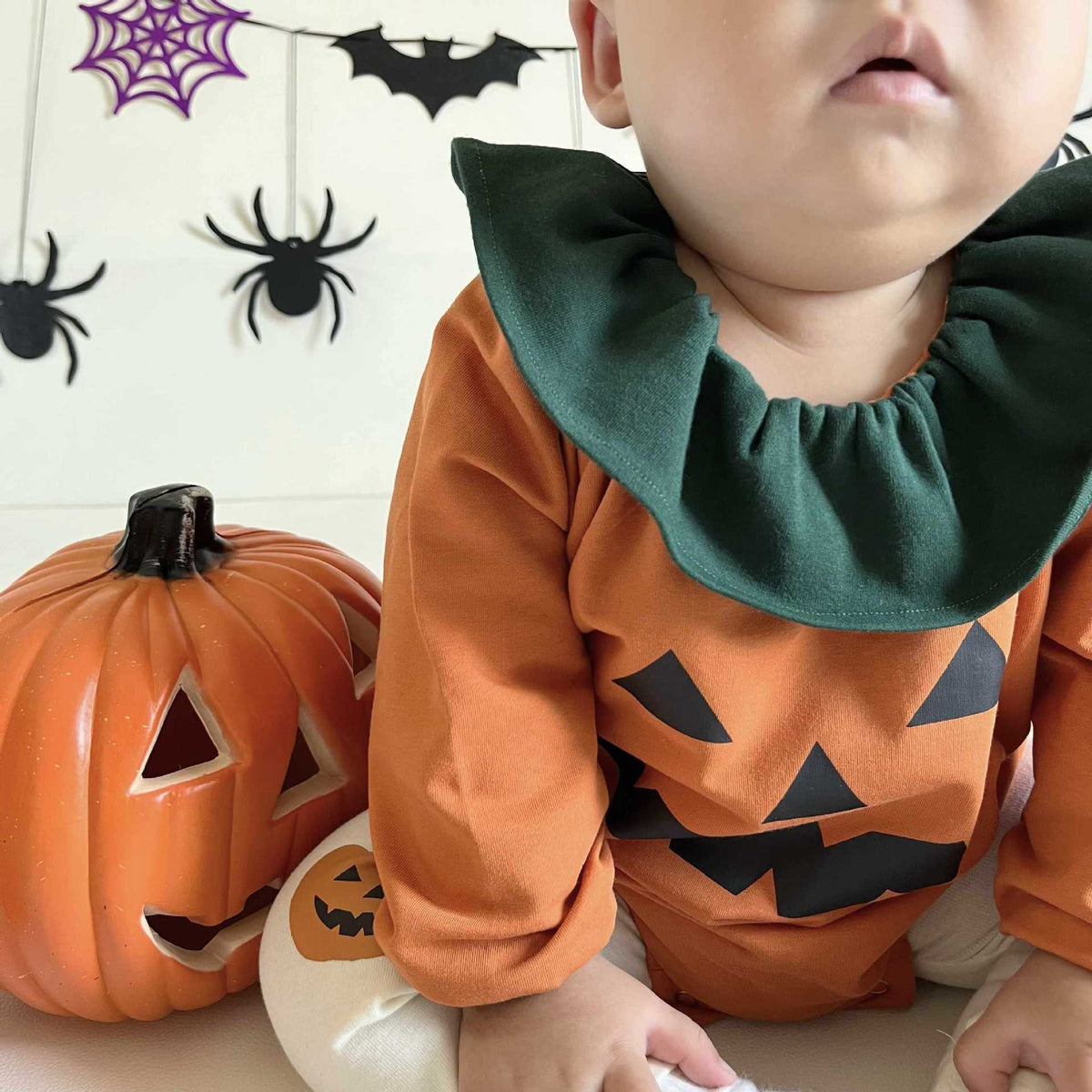ベビー ハロウィン パンプキン フリルカラー 長袖ロンパース レギンスパンツ【mh0007307】 - Mamahalo shop