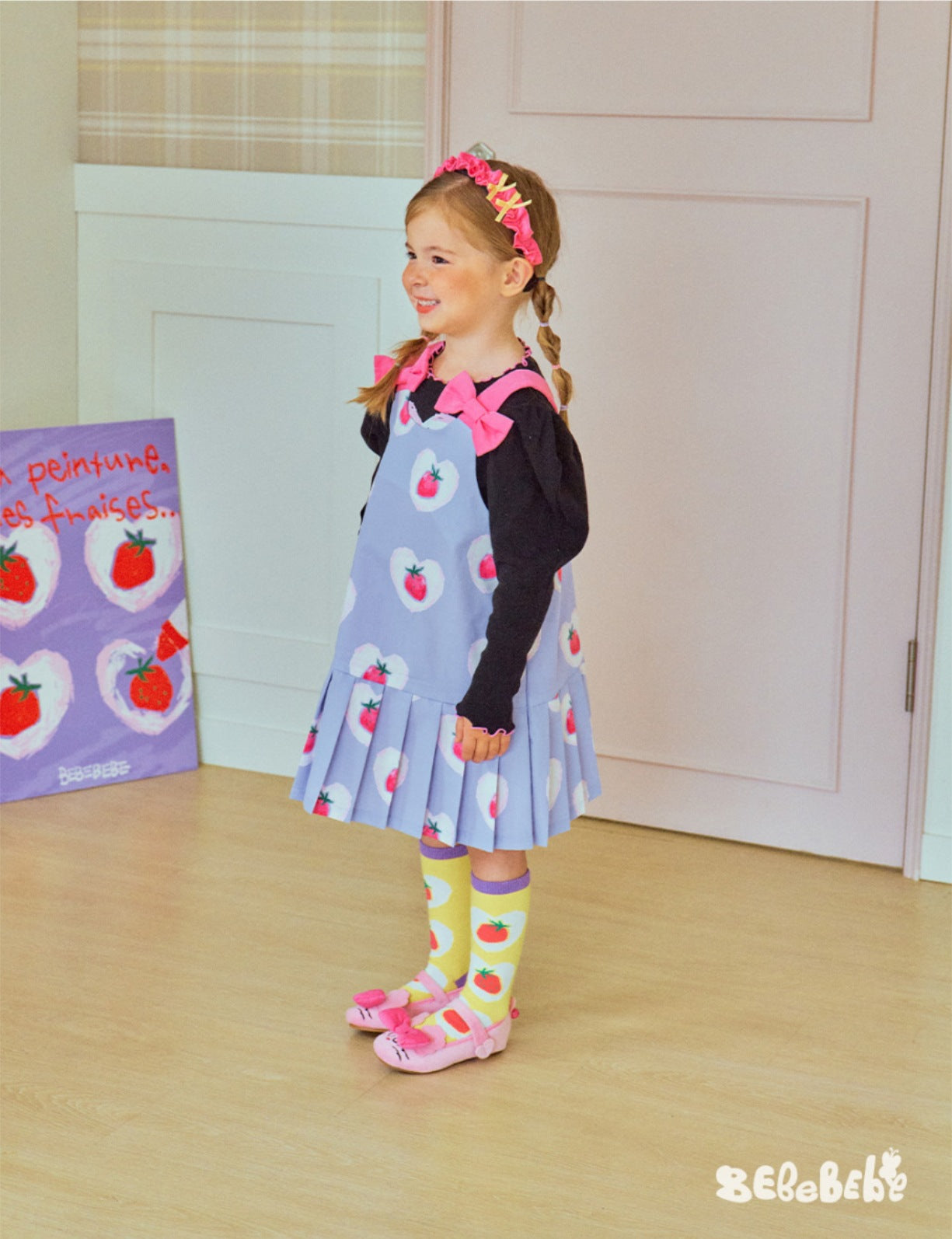 -いちごプリント長袖トップス/フリルレギンス/フリルワンピース/ノースリーブプリーツワンピース【mh0010988】 - mamahalo shop - ノースリーブワンピース -  べビー服 - 子供服 - 男の子 - 女の子